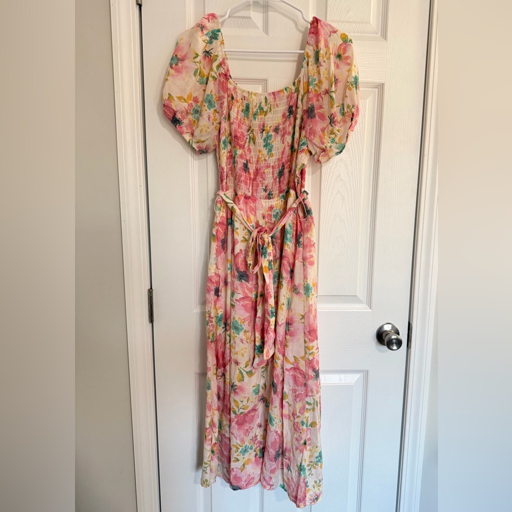 Indigo Rose Floral Print Maxi Dress size L
